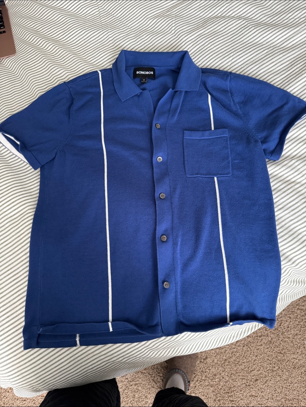 Bonobos Royal Blue Short-Sleeve Knit Polo with White Piping